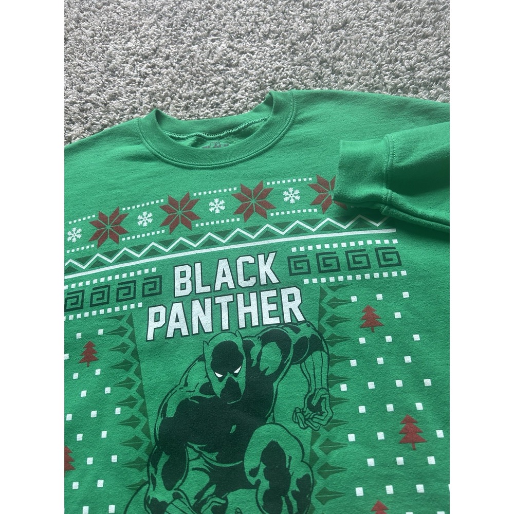 Marvel Black Panther Men's M Green Ugly Christmas Graphic Pullover Sweater